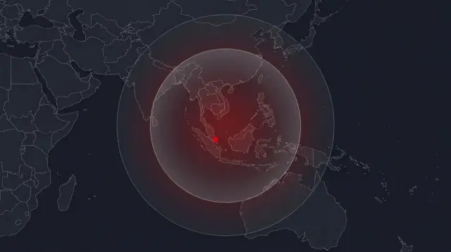 Red Dot Air Ambulance coverage map showing operating range from Singapore across Asia-Pacific